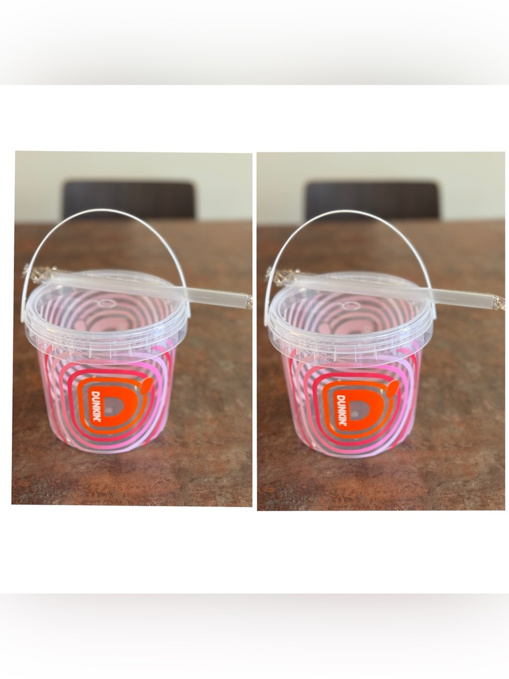 2026 Dunkin’ 48oz Drink Bucket w/ Lid & Straw set of 2